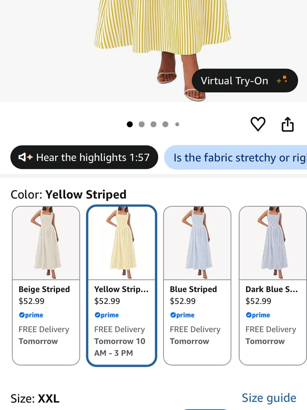 Yellow Striped Square-Neck Maxi Dress - Picture 2 of 3
